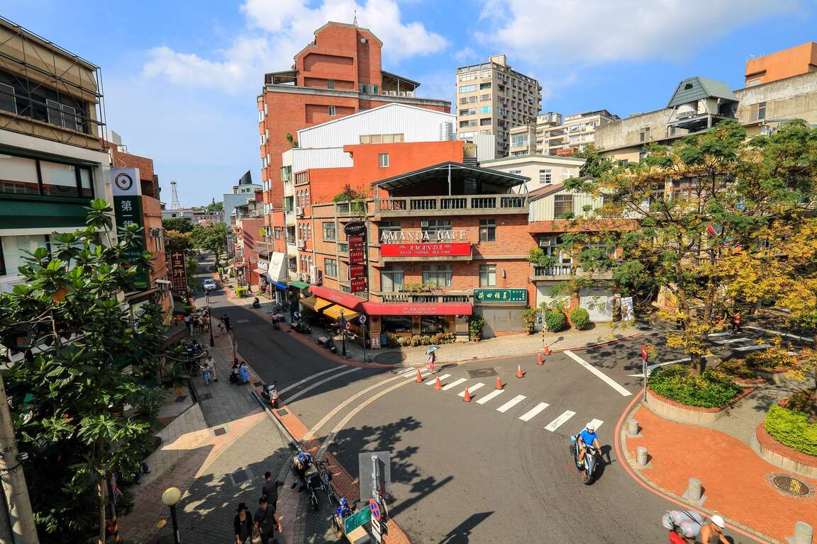 Traditional shops lining Tamsui Old Street