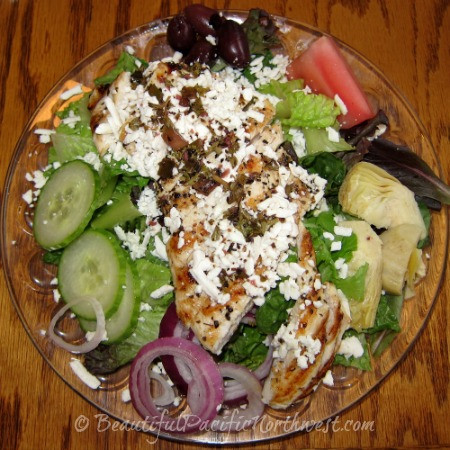 A vibrant &quot;Small&quot; Greek Salad served at First Street Haven, Port Angeles