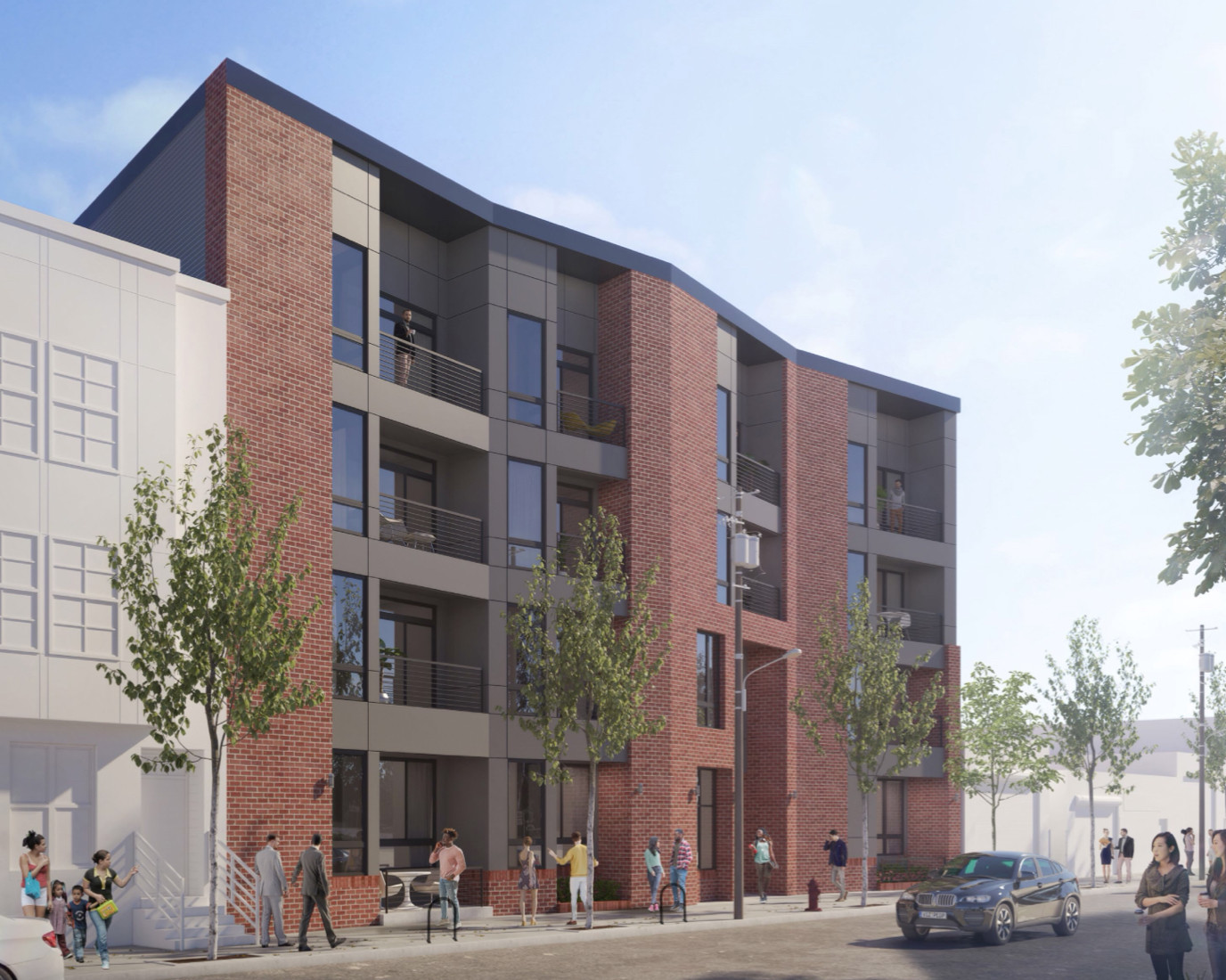 Detailed rendering showcasing the design of the upcoming apartments at 1015 South 3rd Street in Queen Village, Philadelphia.