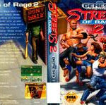 Streets of Rage 2 Sega Genesis full cover art, highlighting the game's characters and urban setting. A classic example of 90s video game box design.