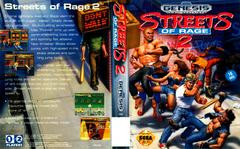 Streets of Rage 2 Sega Genesis full cover art, highlighting the game's characters and urban setting. A classic example of 90s video game box design.