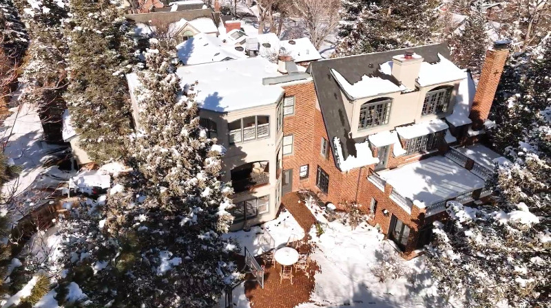 Aerial view of the property at 749 15th Street Boulder Colorado, showing its large footprint and location in University Hill