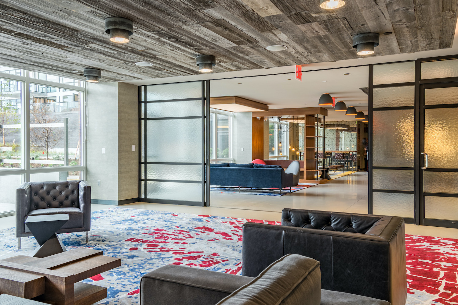 Modern HomeWork collaborative workspace at 33 Bond Street, designed by Mark Jupiter Dumbo for resident use