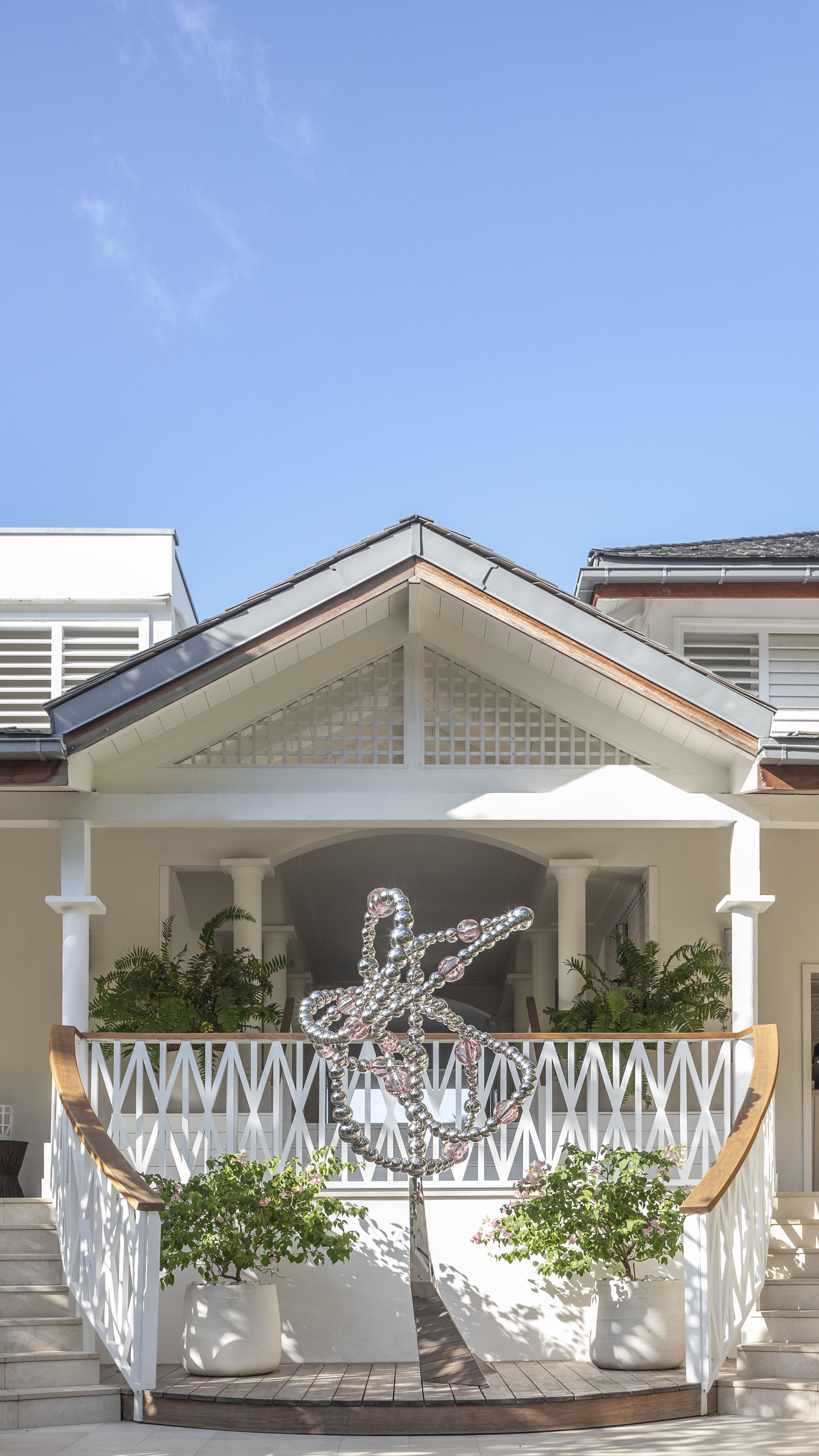 Main Entrance Detail with Pegasus Art Installation at Cheval Blanc St Barth