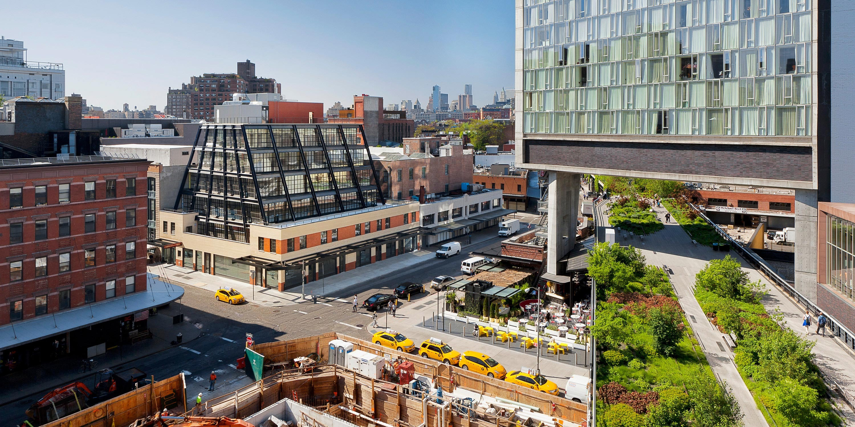 Aerial perspective of 837 Washington and surrounding cityscape