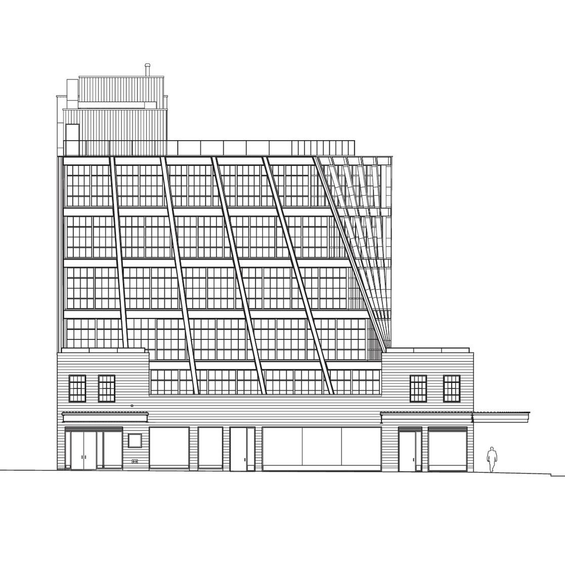Building under construction with focus on the exoskeleton