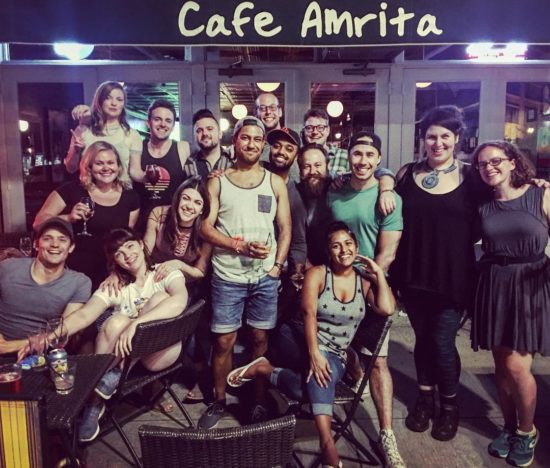 Cafe Amrita 110th Street bustling with patrons in pre-pandemic days, showcasing its award-winning neighborhood hangout atmosphere.