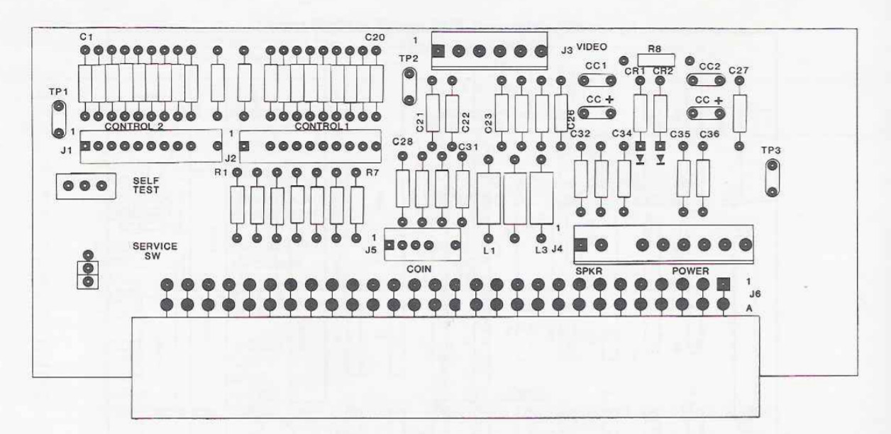 Schematic of the Street Fighter One End PCB, outlining its connections and components.