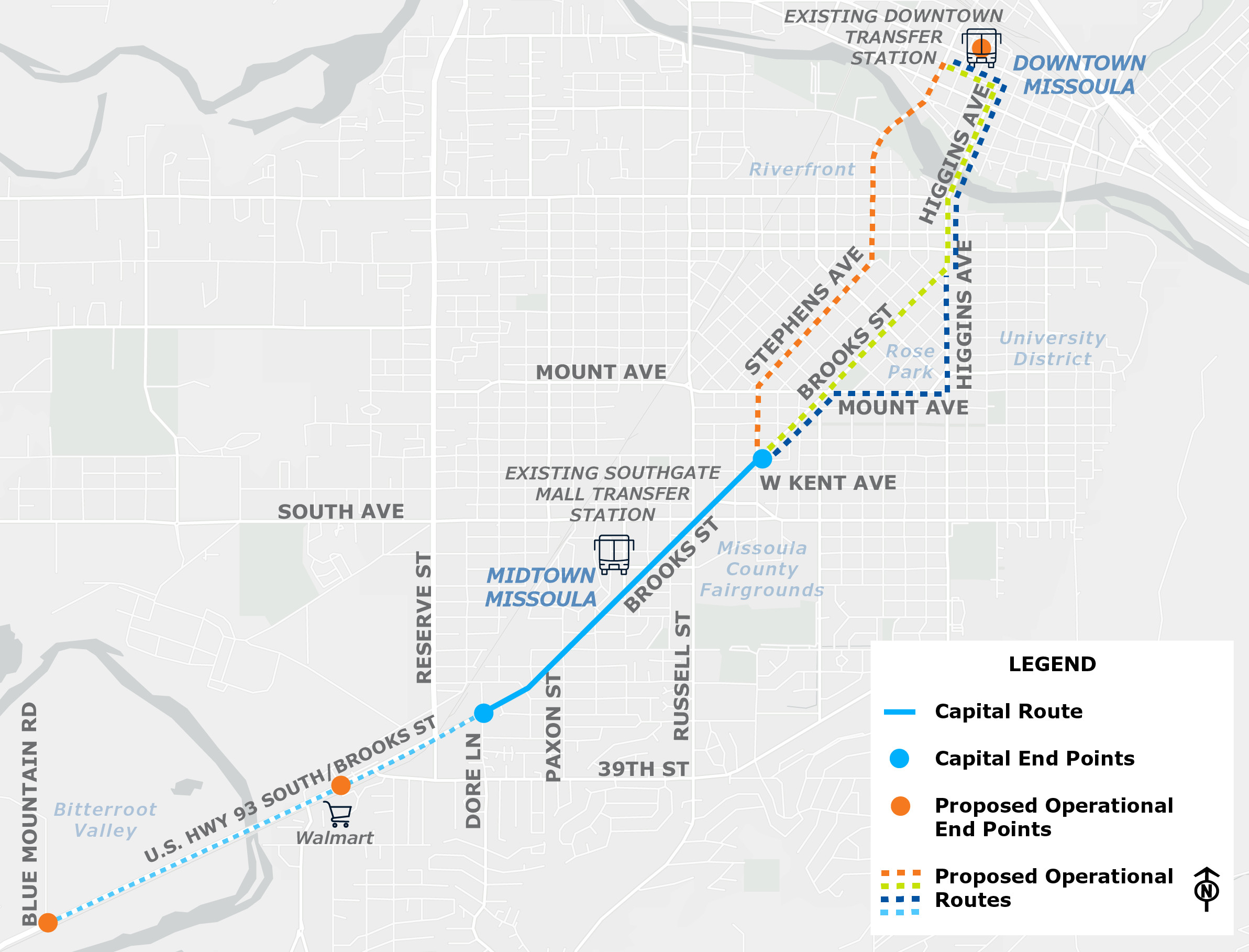 Brooks Street Corridor Study Area Map: Defining the Scope of the Transform Brooks - Connect Midtown Project in Missoula