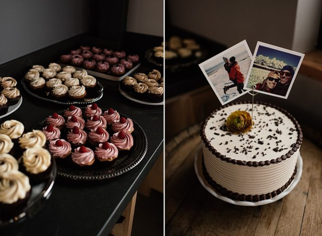 Wedding cakes by Fire Island Bakery, Anchorage, at King Street Brewing wedding reception