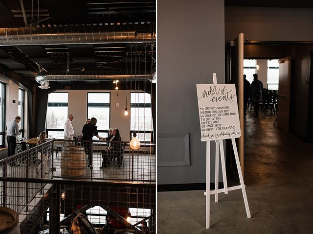 King Street Brewery wedding reception in Anchorage, featuring warm lighting and urban chic
