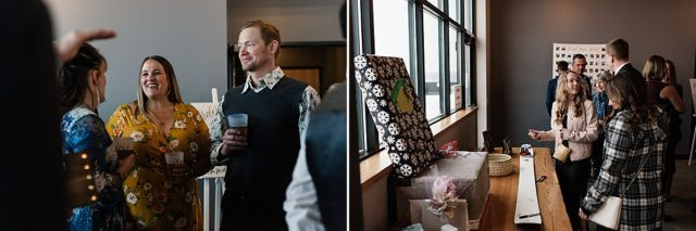 Modern décor elements at Anchorage wedding venue, King Street Brewing, reception space