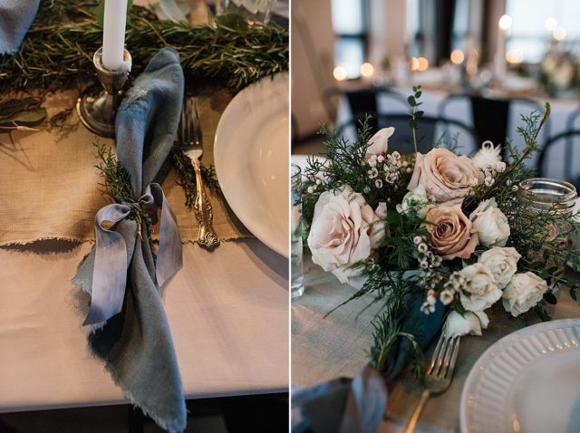 Modern wedding design elements at King Street Brewing, Anchorage wedding reception