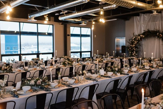 Modern Anchorage wedding venue, King Street Brewing, sophisticated reception setup