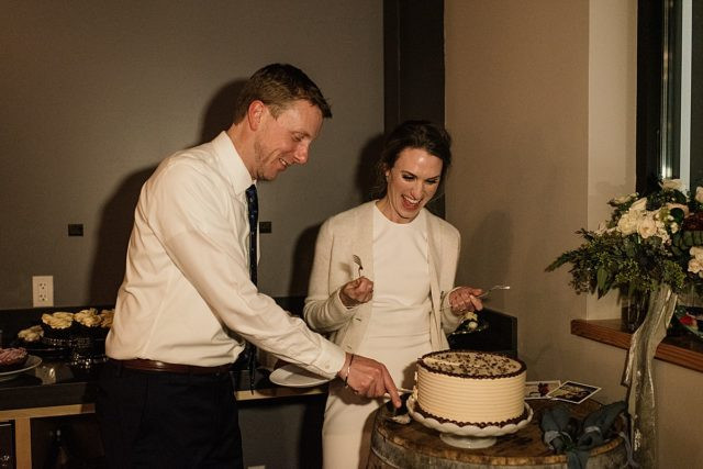 Fire Island Bakery wedding cake at Anchorage reception, King Street Brewing venue