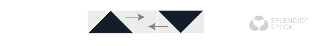 Diagram showing how to assemble the middle row of a Bradley Street quilt block