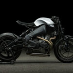 Custom Buell XB12S street fighter motorcycle with exposed frame and aftermarket exhaust