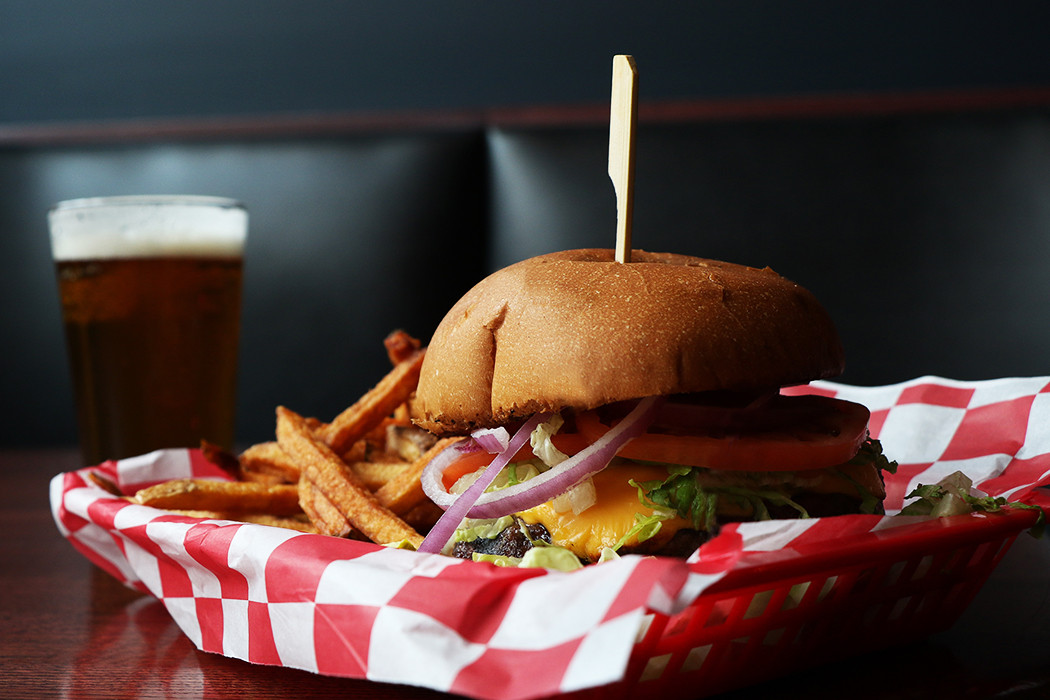 Bottom Lounge Gourmet Burger Close-Up