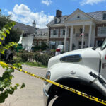 Film crew setting up for '1923' on Austin street near UT campus