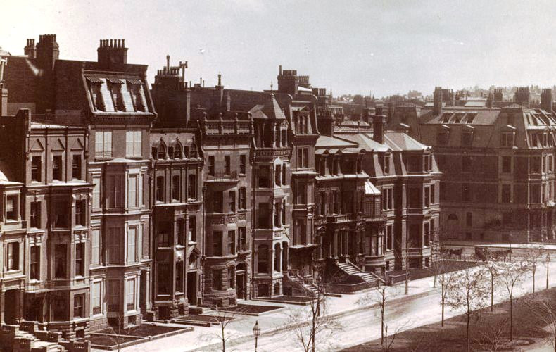 306 Dartmouth and 161-173 Commonwealth, detail of photograph taken from the Hotel Vendôme (ca. 1885); courtesy of the Print Department, Boston Public Library