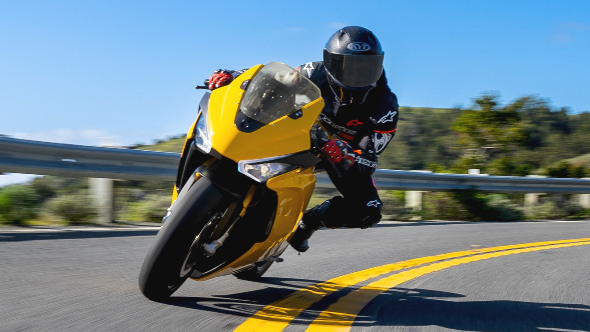 Damon Hypersport Premier electric motorcycle yellow color