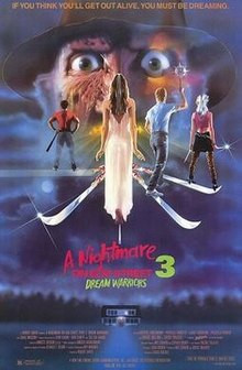 Dream Warriors poster featuring Freddy Krueger and the teenage protagonists