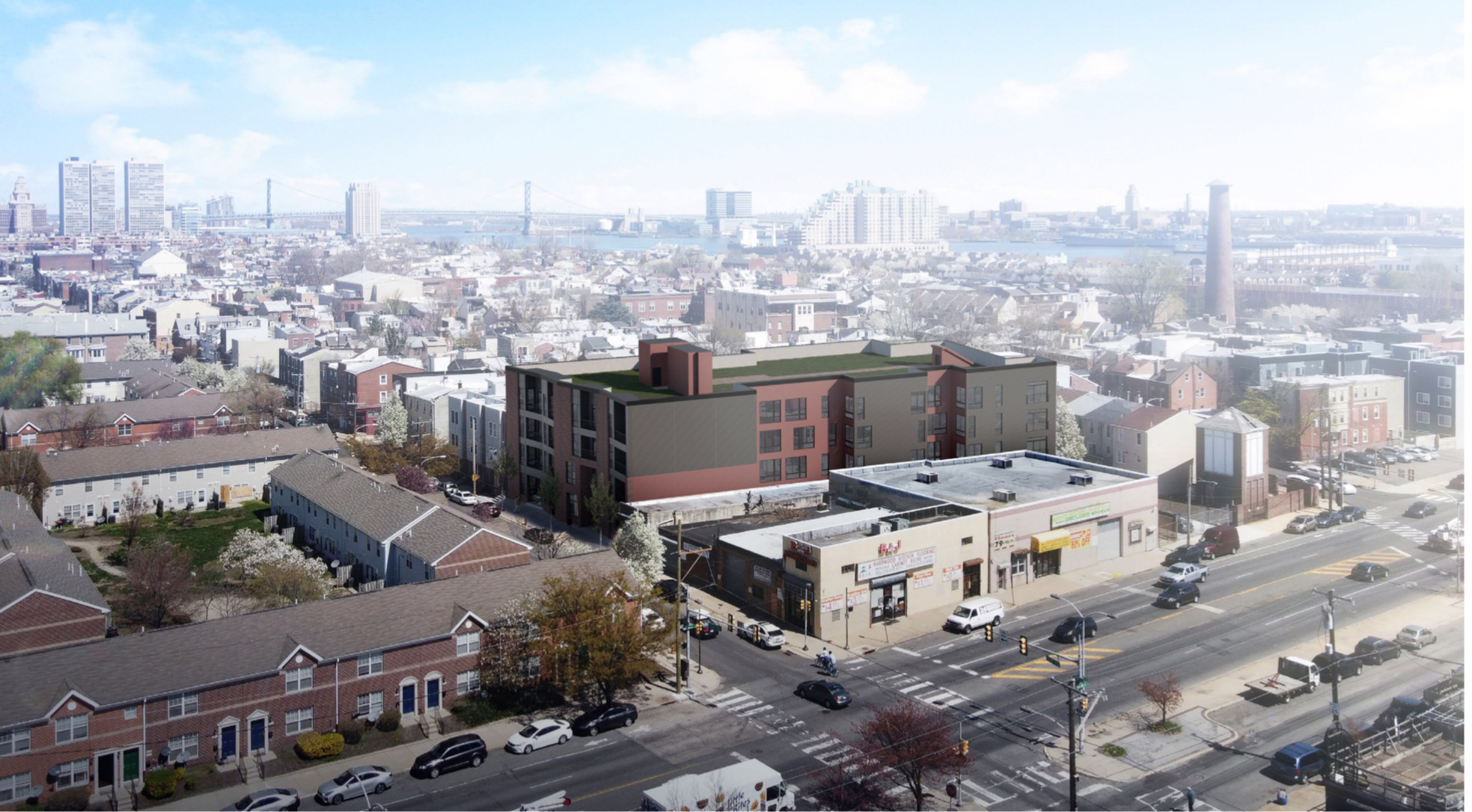 Architectural rendering of the planned 4-story residential building at 1015 South 3rd Street, designed by HDO Architecture.