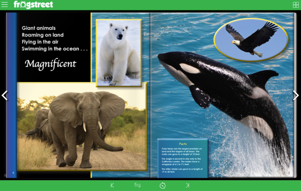 Digital library ebook interface example 2, further illustrating the variety of digital books available in the Frog Street Pre-K at Home digital library.