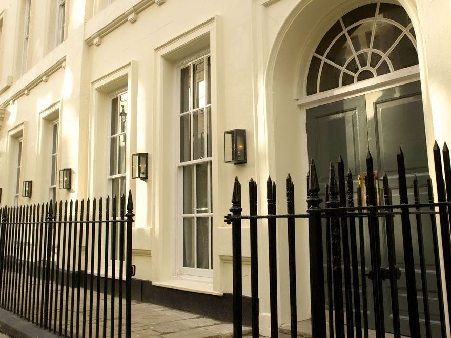 Dean Street Townhouse exterior, showcasing its elegant facade in Soho, London.