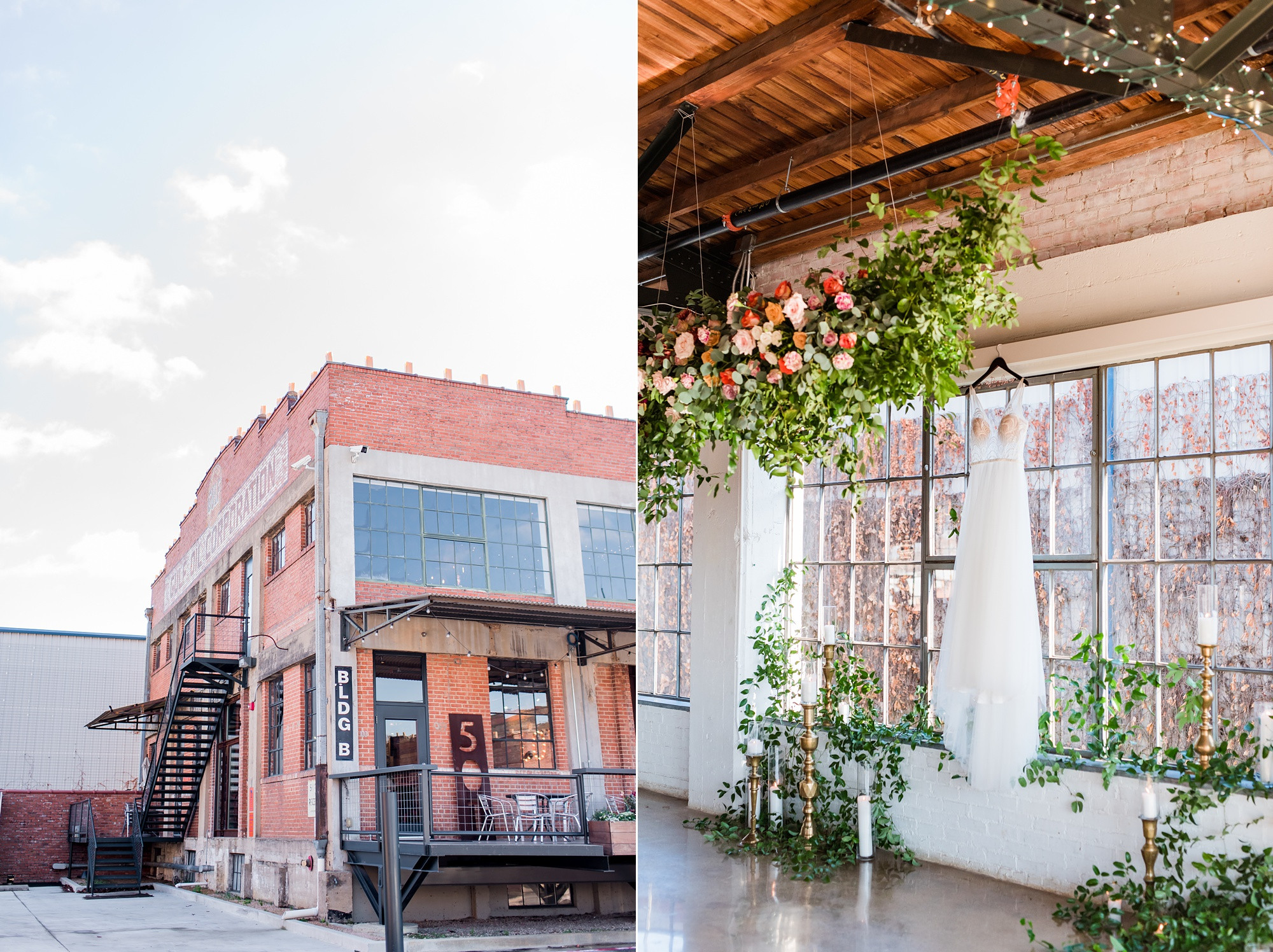 Hickory Street Annex Dallas Wedding Ceremony Setup with Jewel Tone Florals