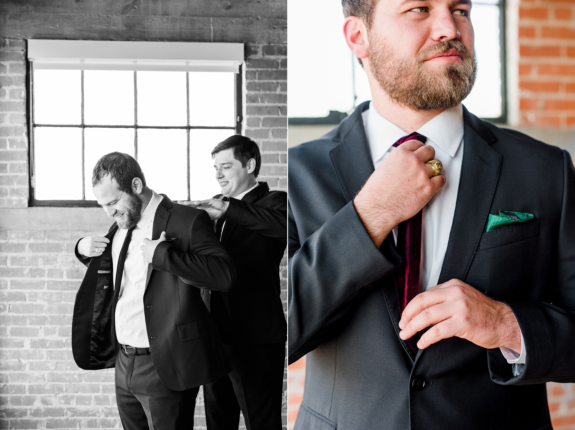 Bridesmaids in Jewel Tone Dresses at Hickory Street Annex Wedding