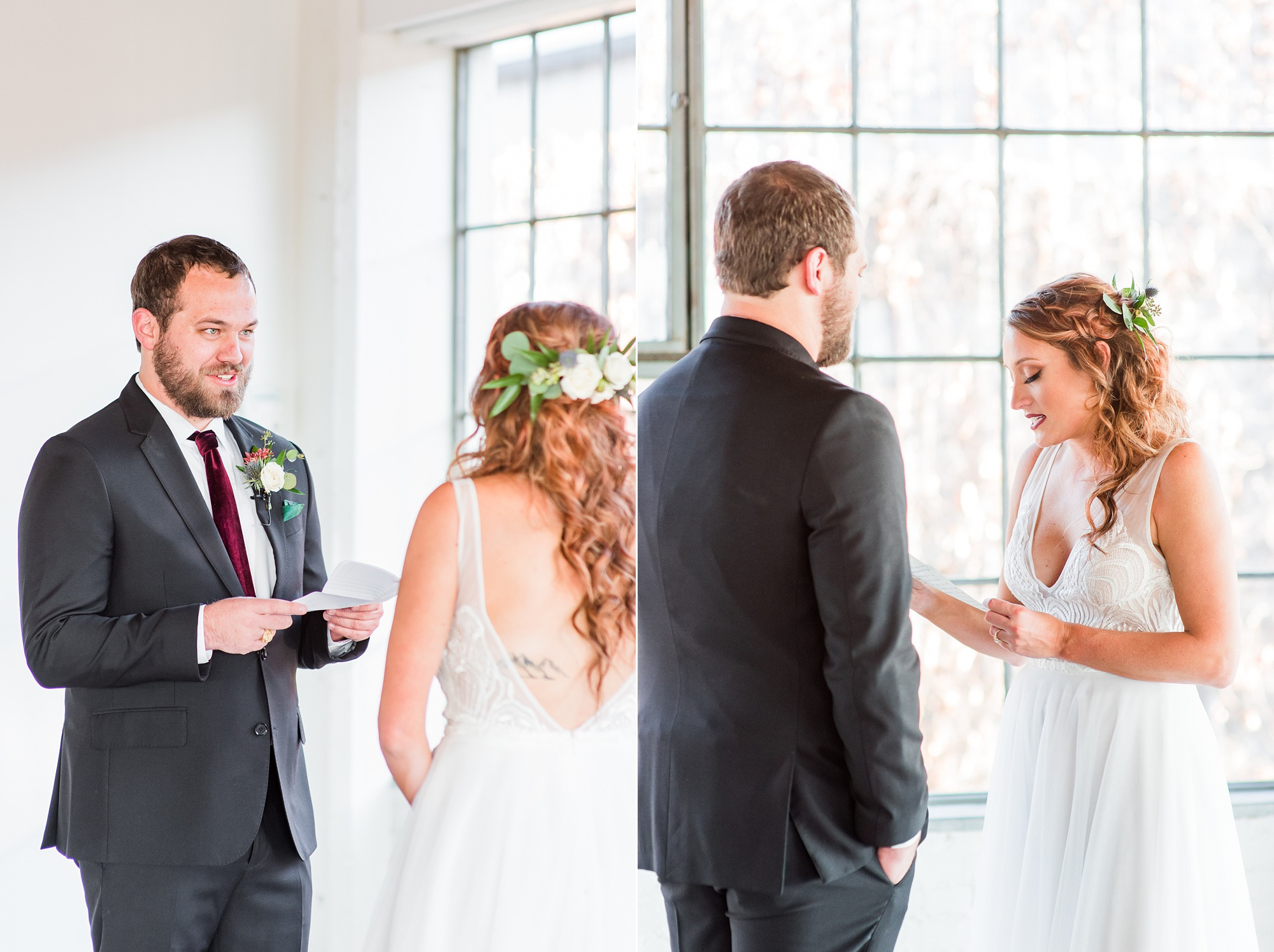 Bride and Groom Exchanging Vows at Hickory Street Annex Dallas