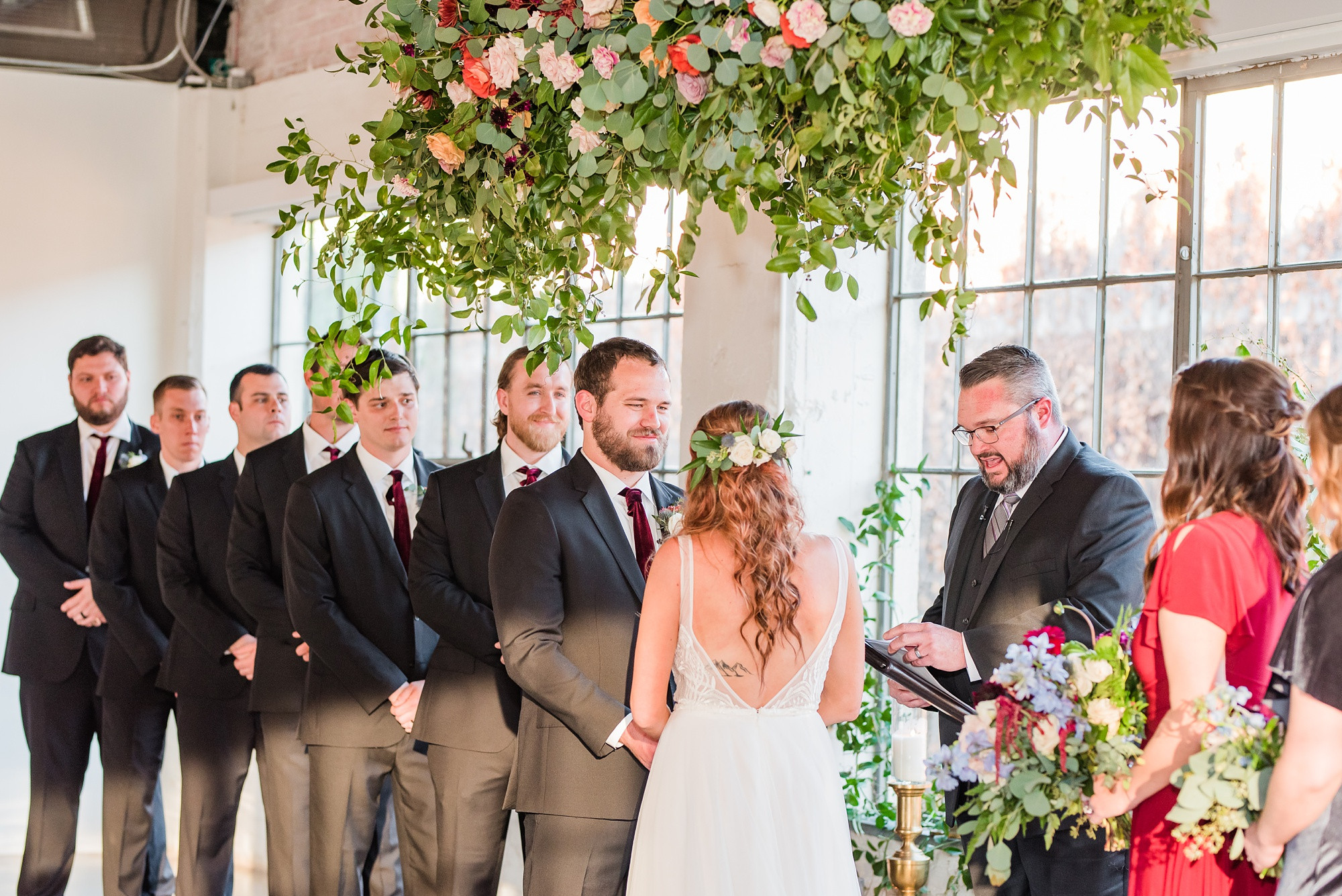 Groom Helping Groomsman with Tie at Hickory Street Annex Wedding