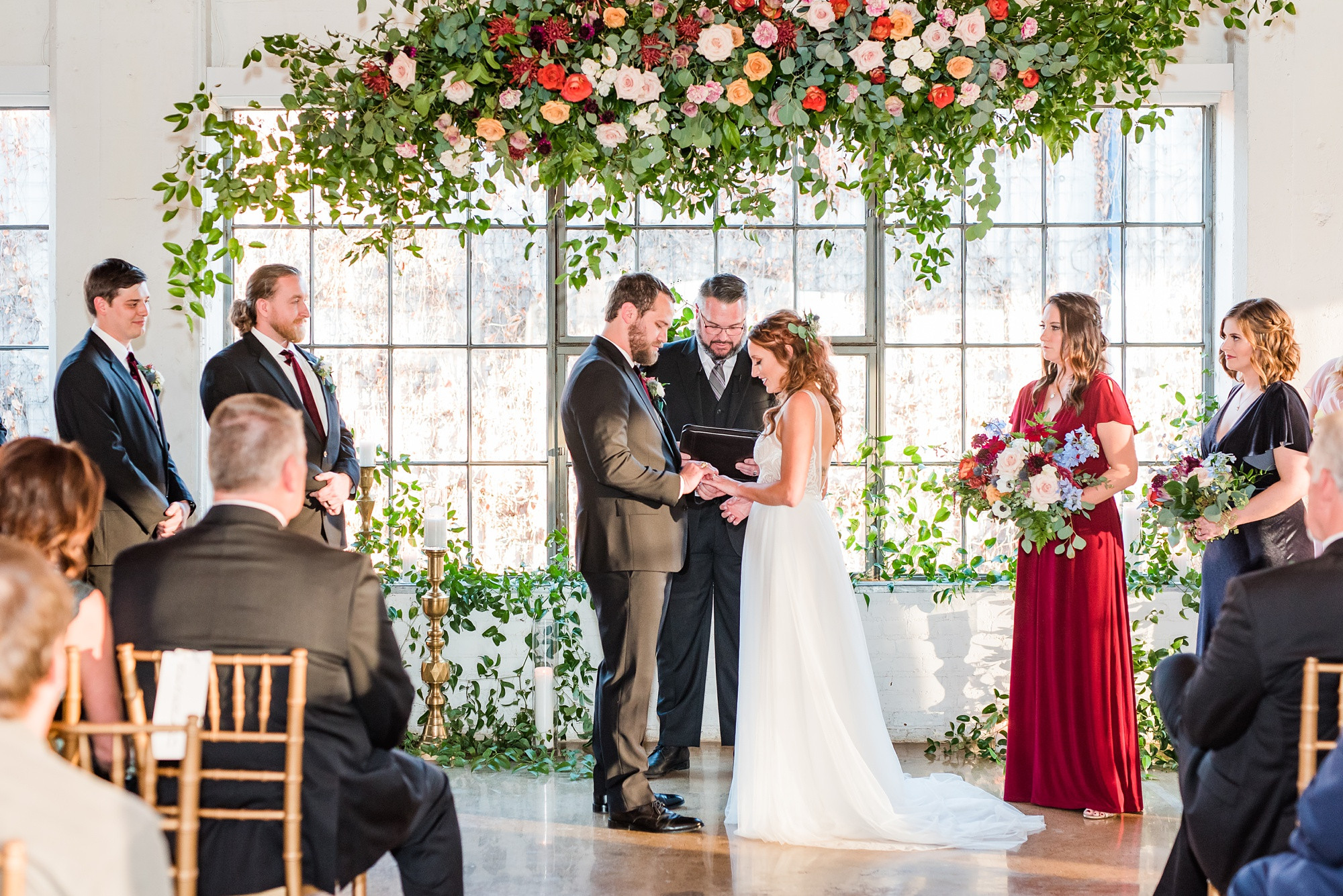Groom and Groomsmen Toasting Before Wedding at Hickory Street Annex