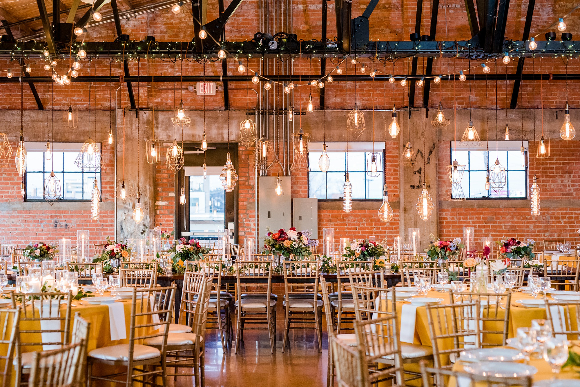 Bridesmaids Holding Bouquets in Jewel Tone Colors at Hickory Street Annex