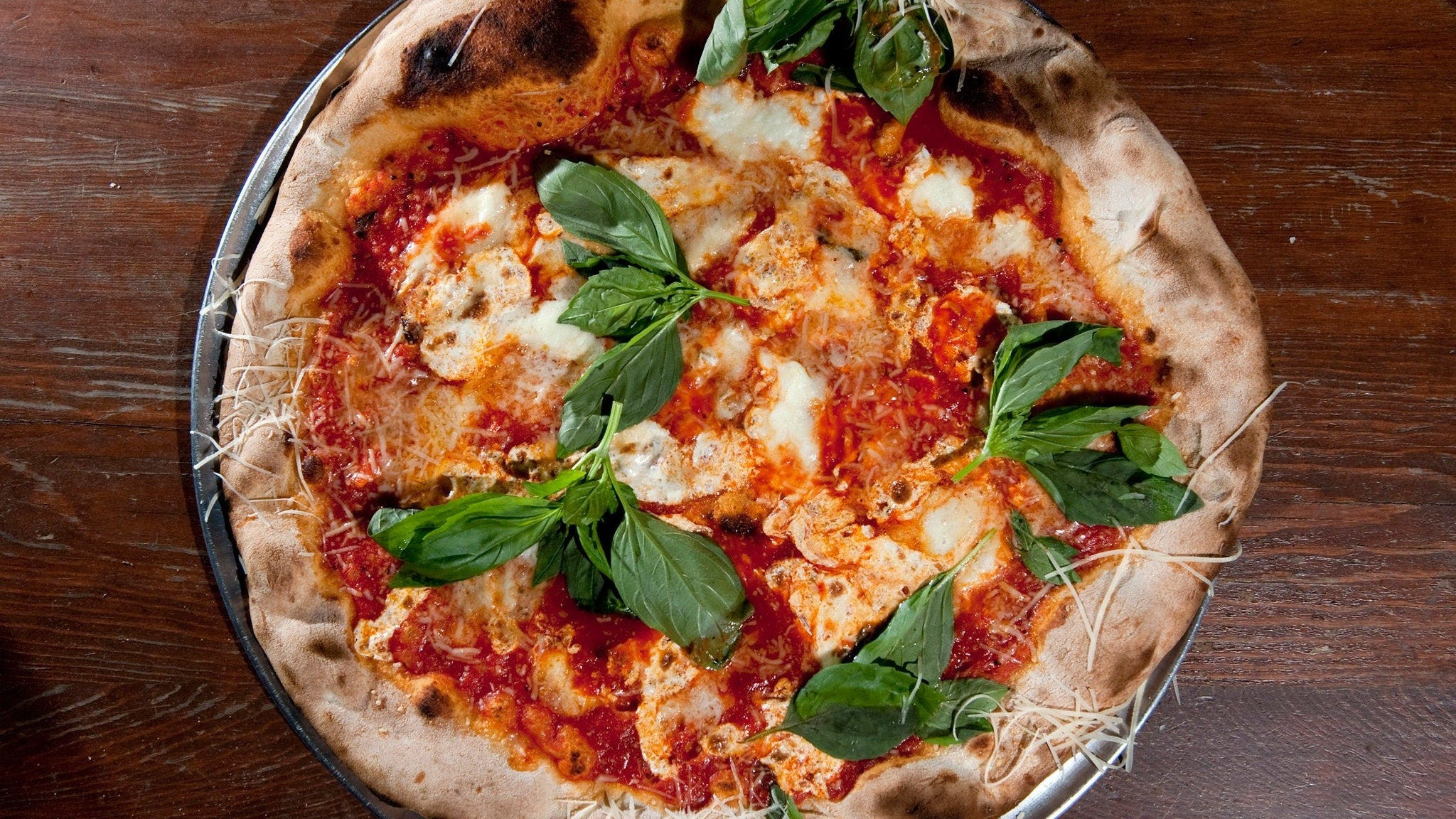 Lucali Pizza with Thin Crust and Basil