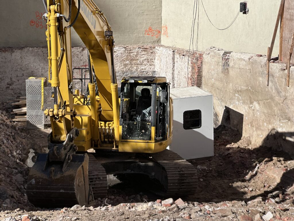 Wide view of the construction zone at 171-179 East 86th Street in Manhattan