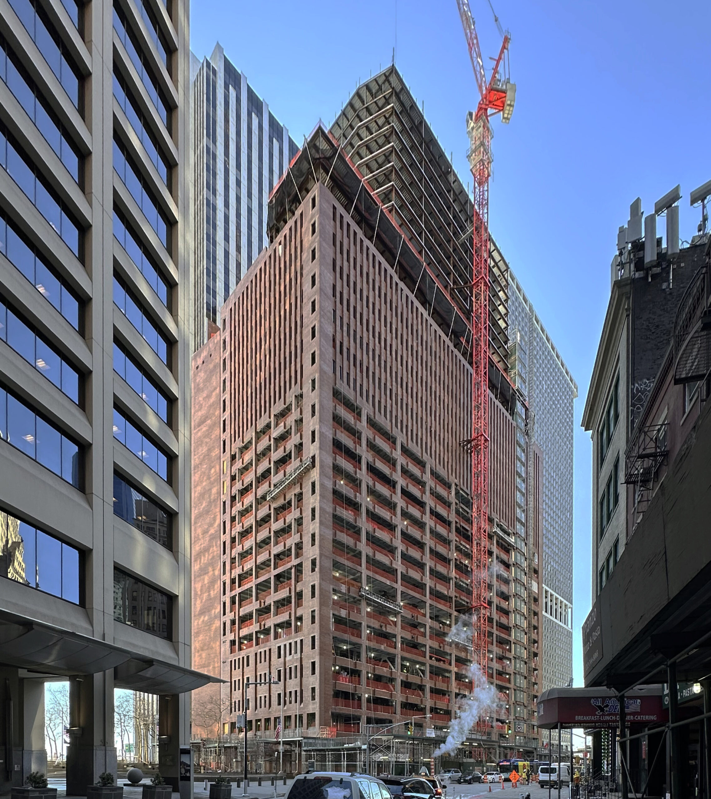 Perspective from below highlighting the architectural changes at 25 Water Street and its impact on the skyline.