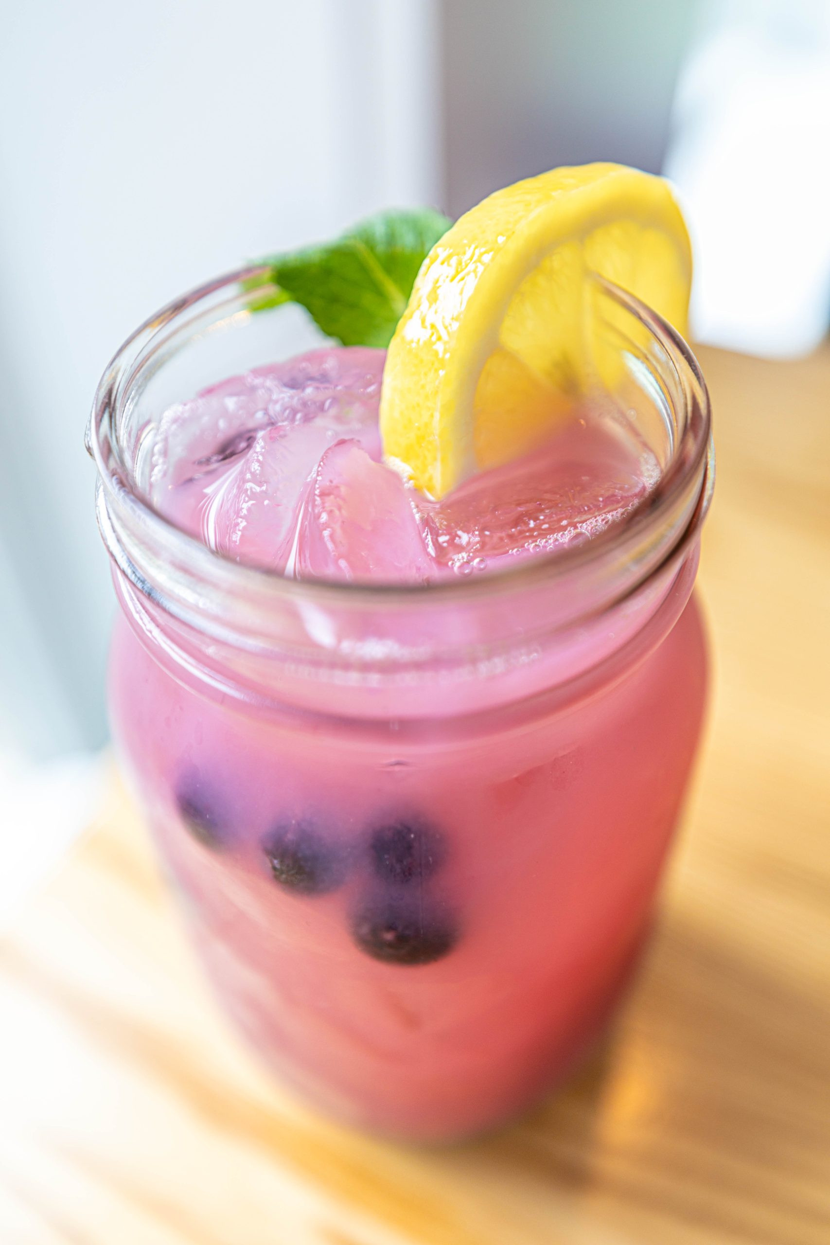 A refreshing Blueberry Mint Lemonade at Side Street Café in Bar Harbor Maine