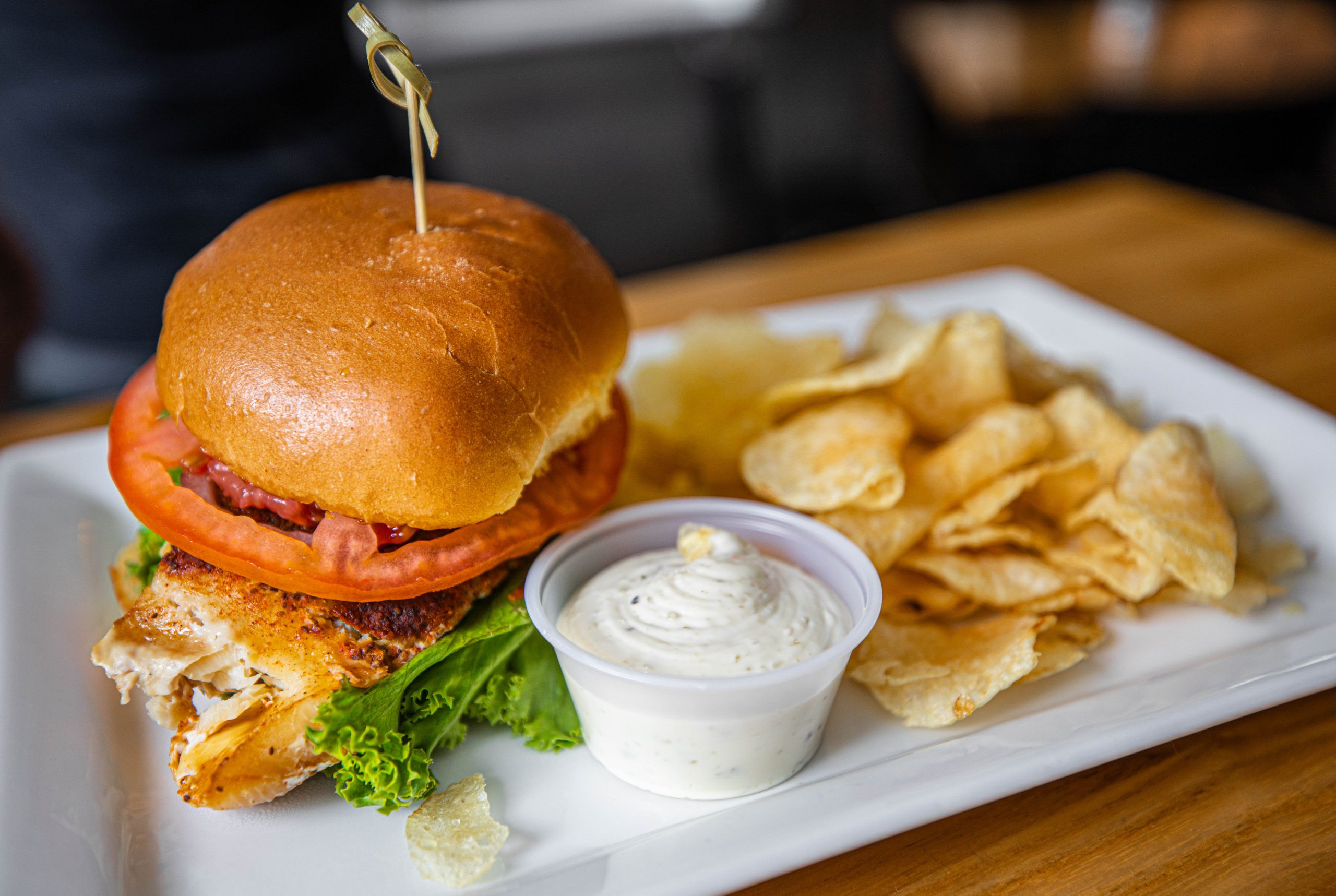 Enjoy the perfectly broiled Haddock Sandwich at Side Street Café in Bar Harbor Maine