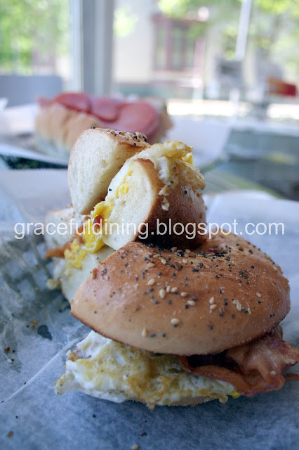 The Staten sandwich at Hudson Street Deli featuring eggs and bacon