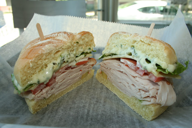 The Dexter sandwich at Hudson Street Deli with turkey, avocado, and lemon-basil mayo