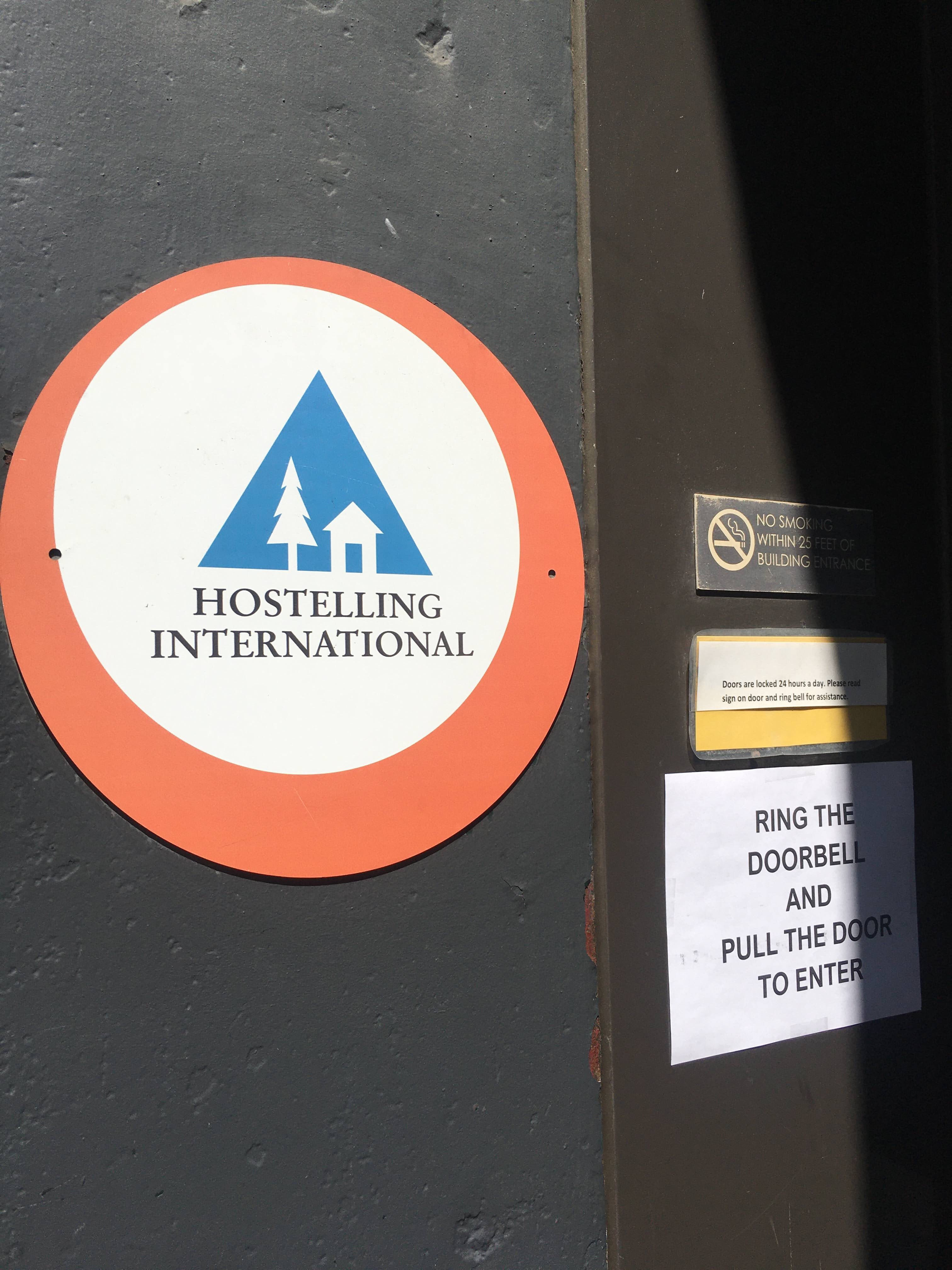 Front door of HI Boston – 19 Stuart Street (2023)