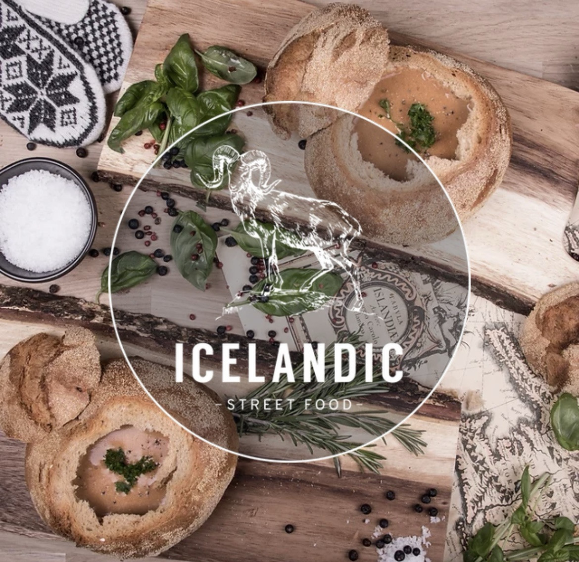 The storefront of Icelandic Street Food in Reykjavik, advertising traditional Icelandic meat soup and affordable prices.