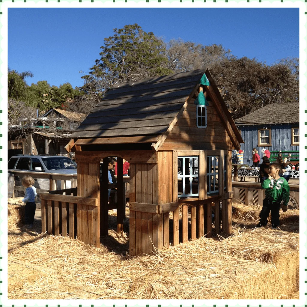 Kids having fun on the playground equipment at Zoomars River Street Ranch