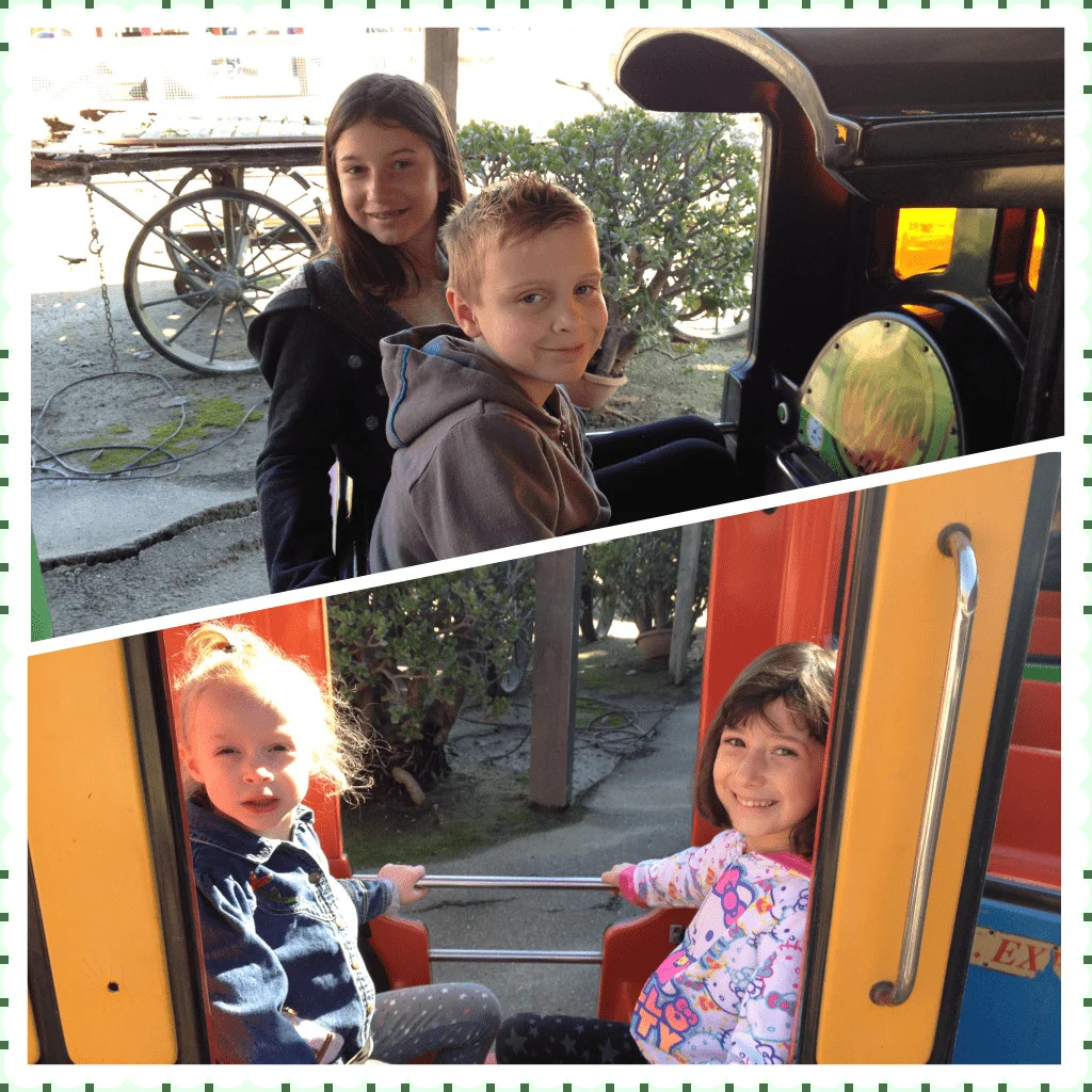 A small train ride attraction for kids at Zoomars family-friendly ranch