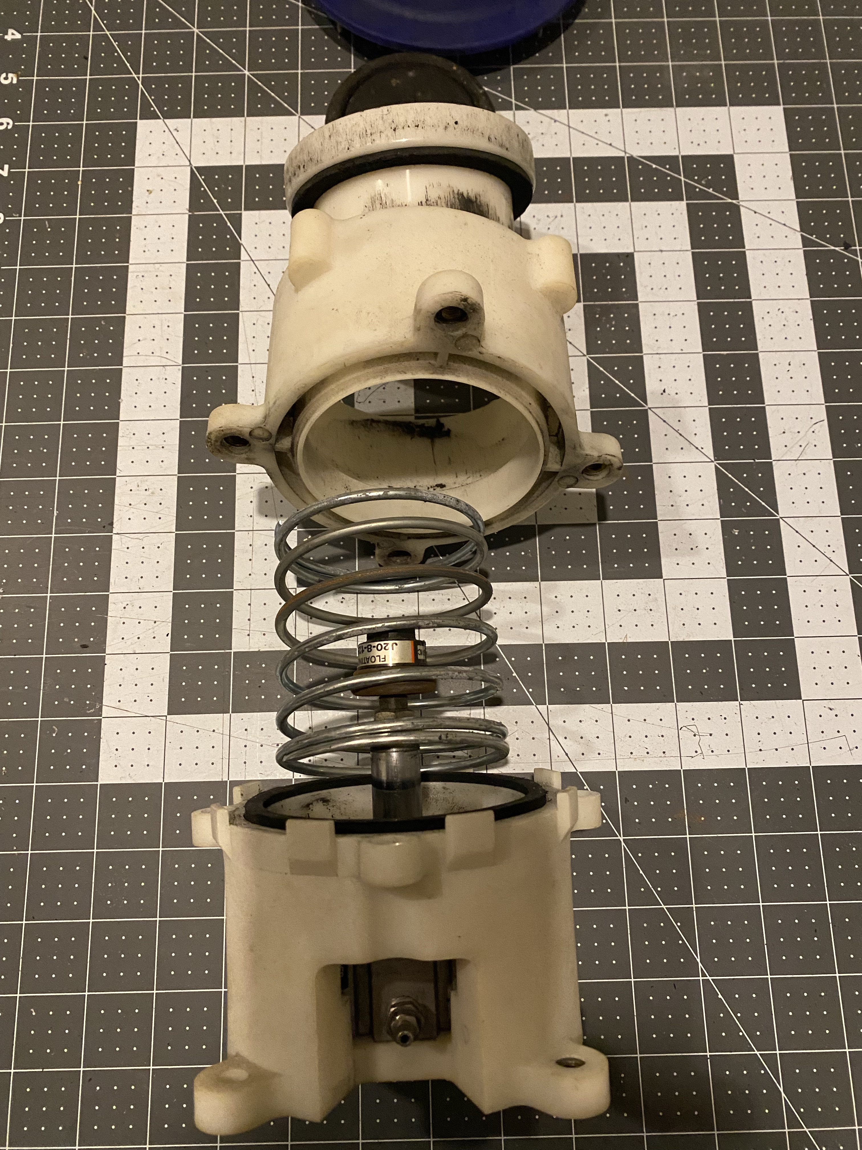 An exploded view of the pneumatic cylinder, showcasing its internal components.