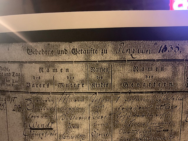 August Ernst Gulow Birth Record - Historical document from Marienkirche Church in Penzlin, Germany.