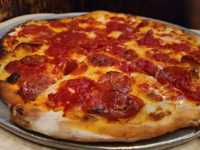 This Pepperoni pizza from John's ties Frank Pepe's White Clam Pizza for the highest rated pizza I've ever reviewed