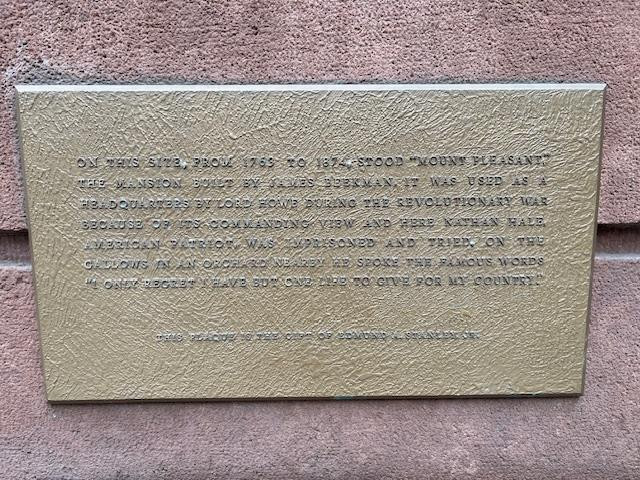 “Mount Pleasant” Plaque Marking the Original Estate Location